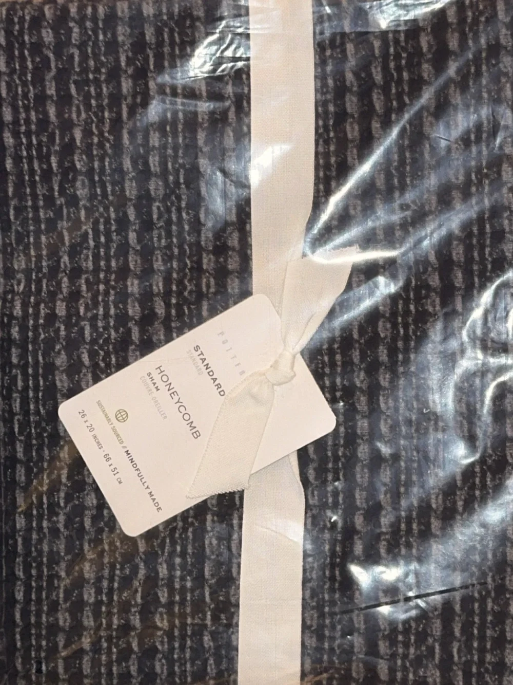 NWT $69 Pottery Barn Honeycomb Cotton Euro Sham - Navy 26x26